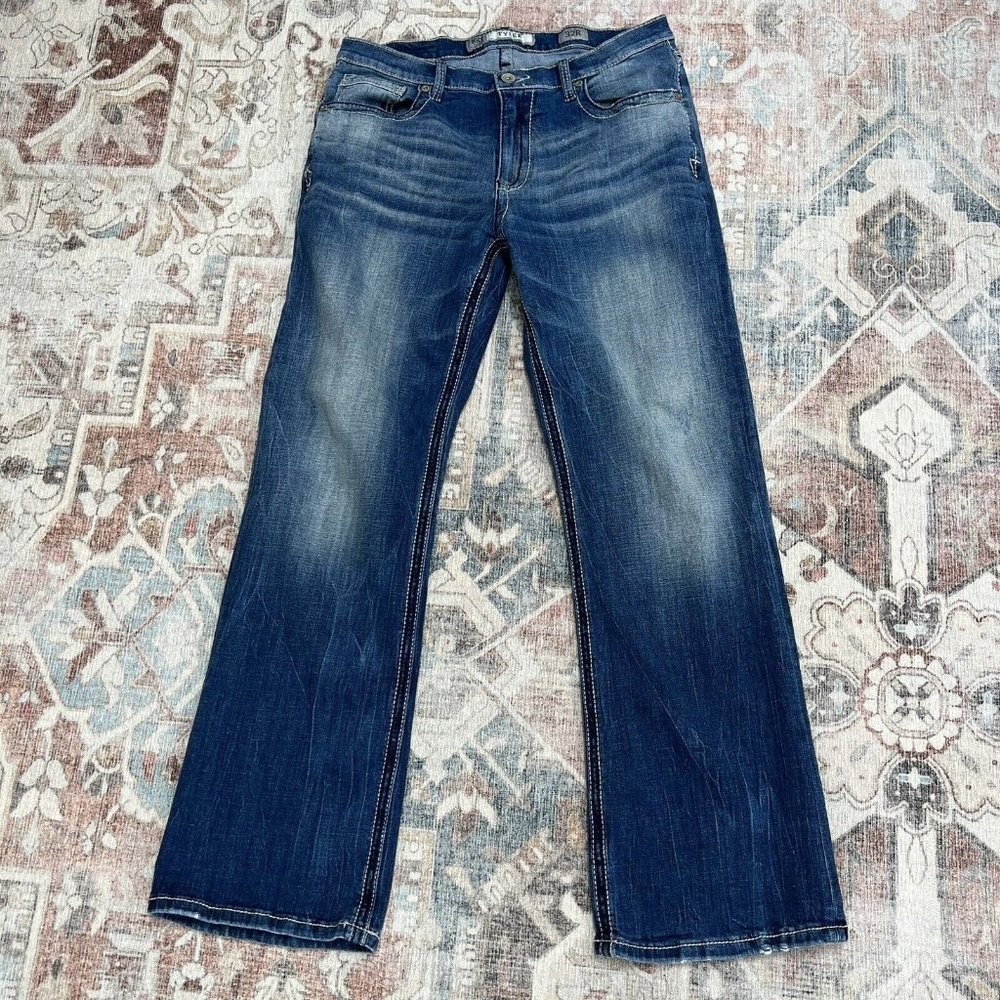 BKE BUCKLE TYLER BOOT JEANS 32 x 32 ACTUAL 34 x 31.5 Whiskered